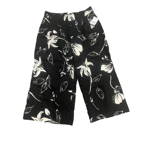Ophelia Roe Pants - Ophelia Roe Linen Pants NWT L Black White Floral Wide Leg Coastal Boho Relaxed
